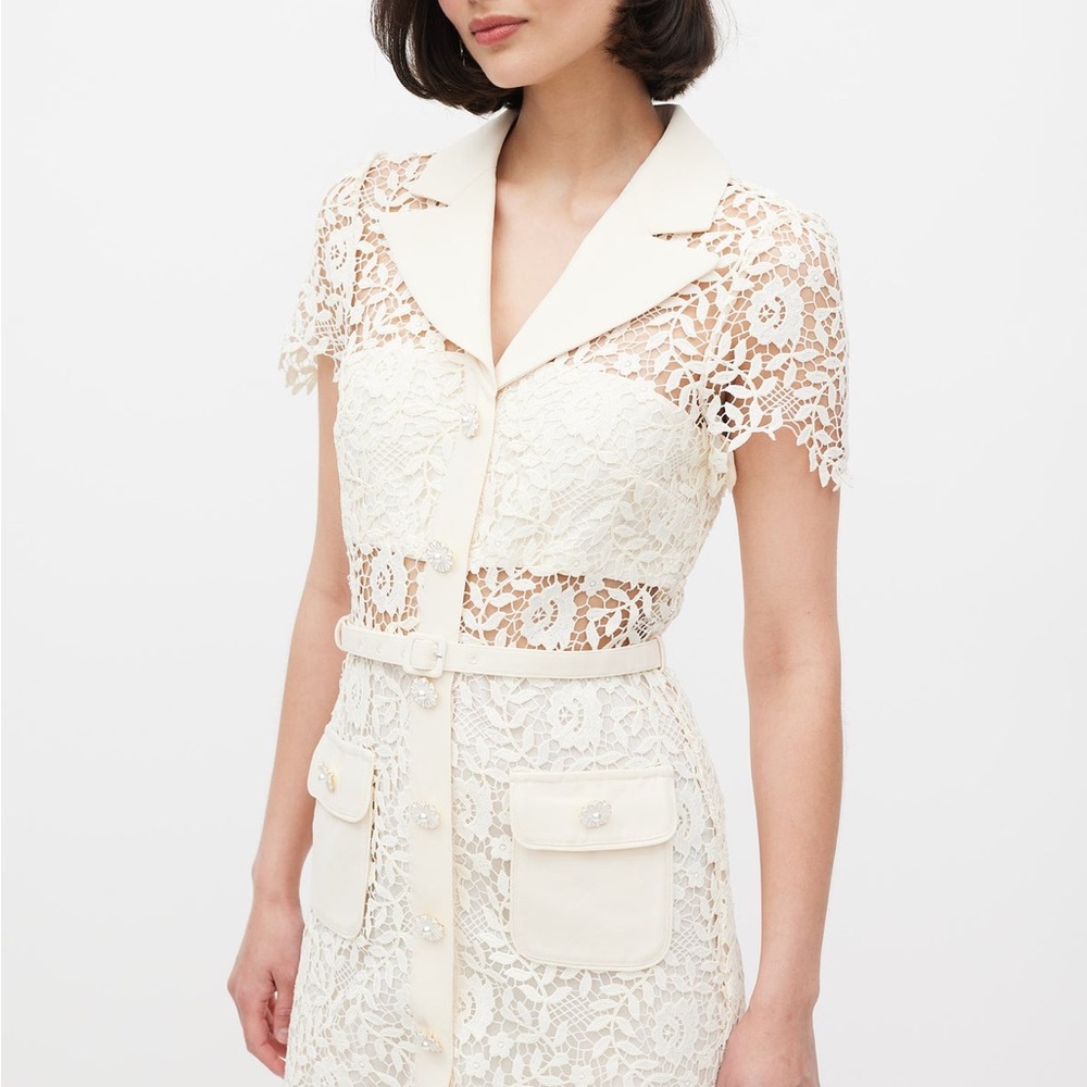 Self Portrait Cream Rose Lace Mini Dress